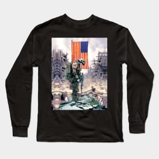 Memorial Day: Remembering Sacrifices, A Call for Unity and Service on a Dark Background Long Sleeve T-Shirt